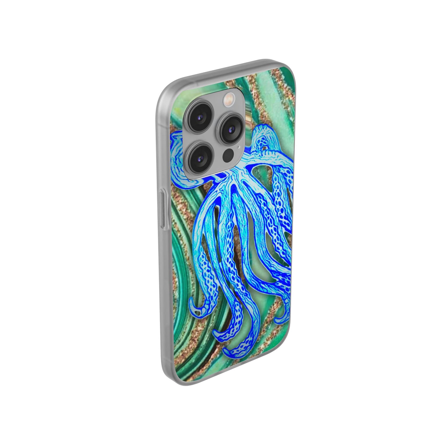 Octopus Seafoam Phone Case — Artistic Blue Octopus Flexible Protective Cover