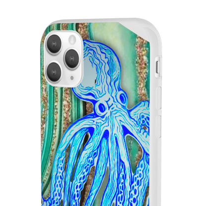 Octopus Seafoam Phone Case — Artistic Blue Octopus Flexible Protective Cover