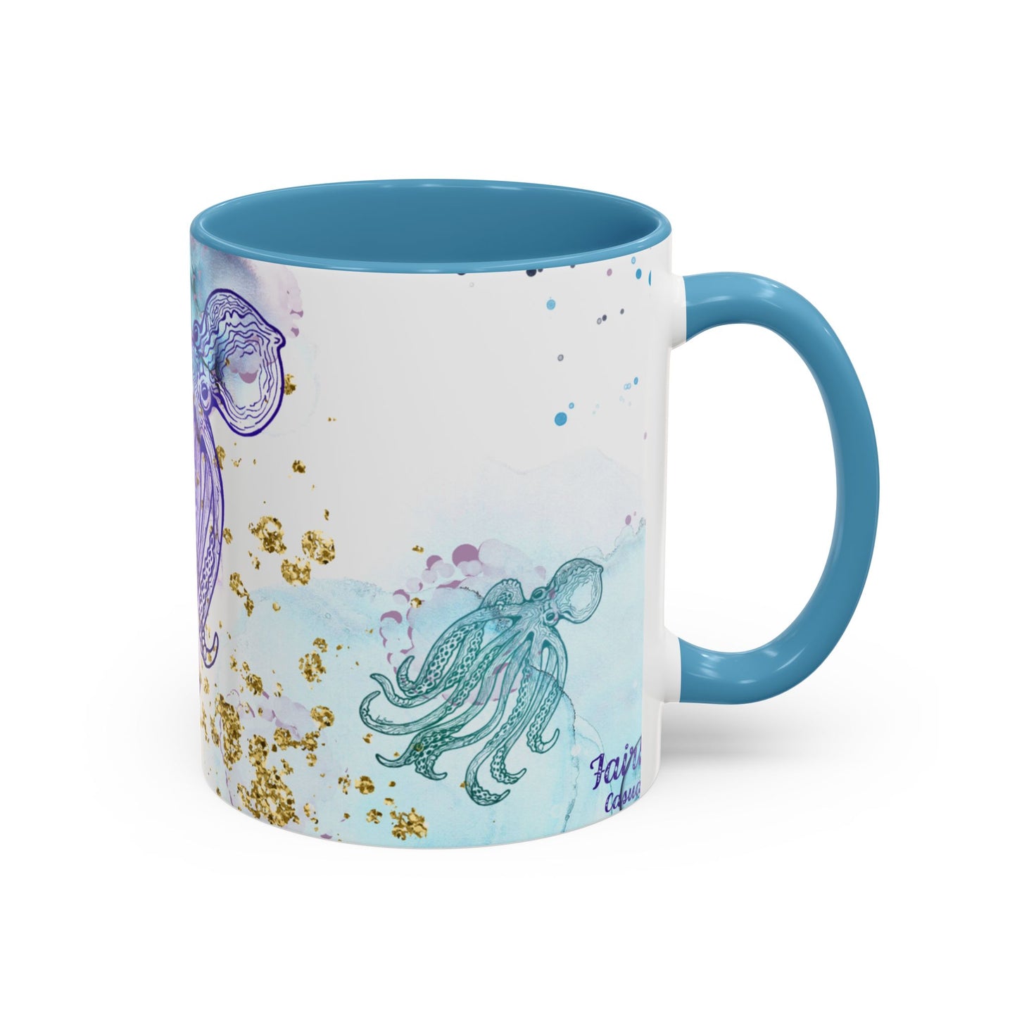 Octopus Watercolor Coffee Mug — Ocean Jellyfish Art Accent Mug (11/15oz)