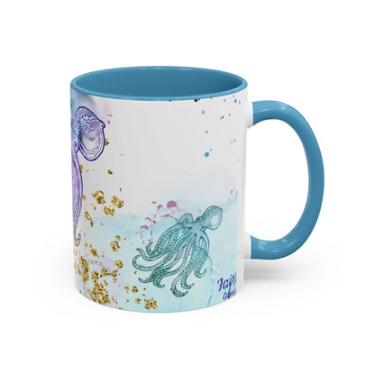 Octopus Watercolor Coffee Mug — Ocean Jellyfish Art Accent Mug (11/15oz)