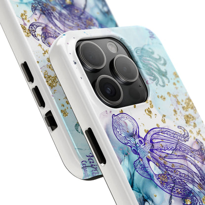 Octopus Art Tough Phone Case — Purple Nautical Sea Creature Design