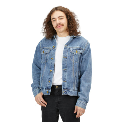 Men's Denim Jacket — 'T H Life' Graphic Back Patch Fashion Jacket