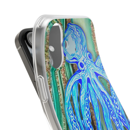 Octopus Seafoam Phone Case — Artistic Blue Octopus Flexible Protective Cover