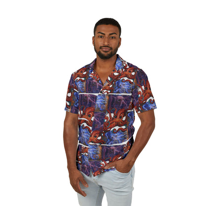 Octopus Pattern Hawaiian Shirt — Men’s Tropical Camp Shirt