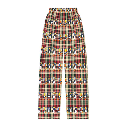 Kids Pajama Pants – Plaid Christmas Puffin Lounge Pants