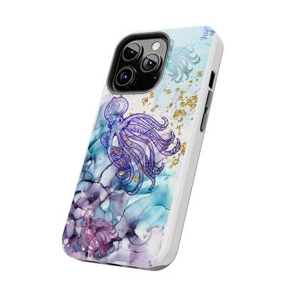 Octopus Art Tough Phone Case — Purple Nautical Sea Creature Design