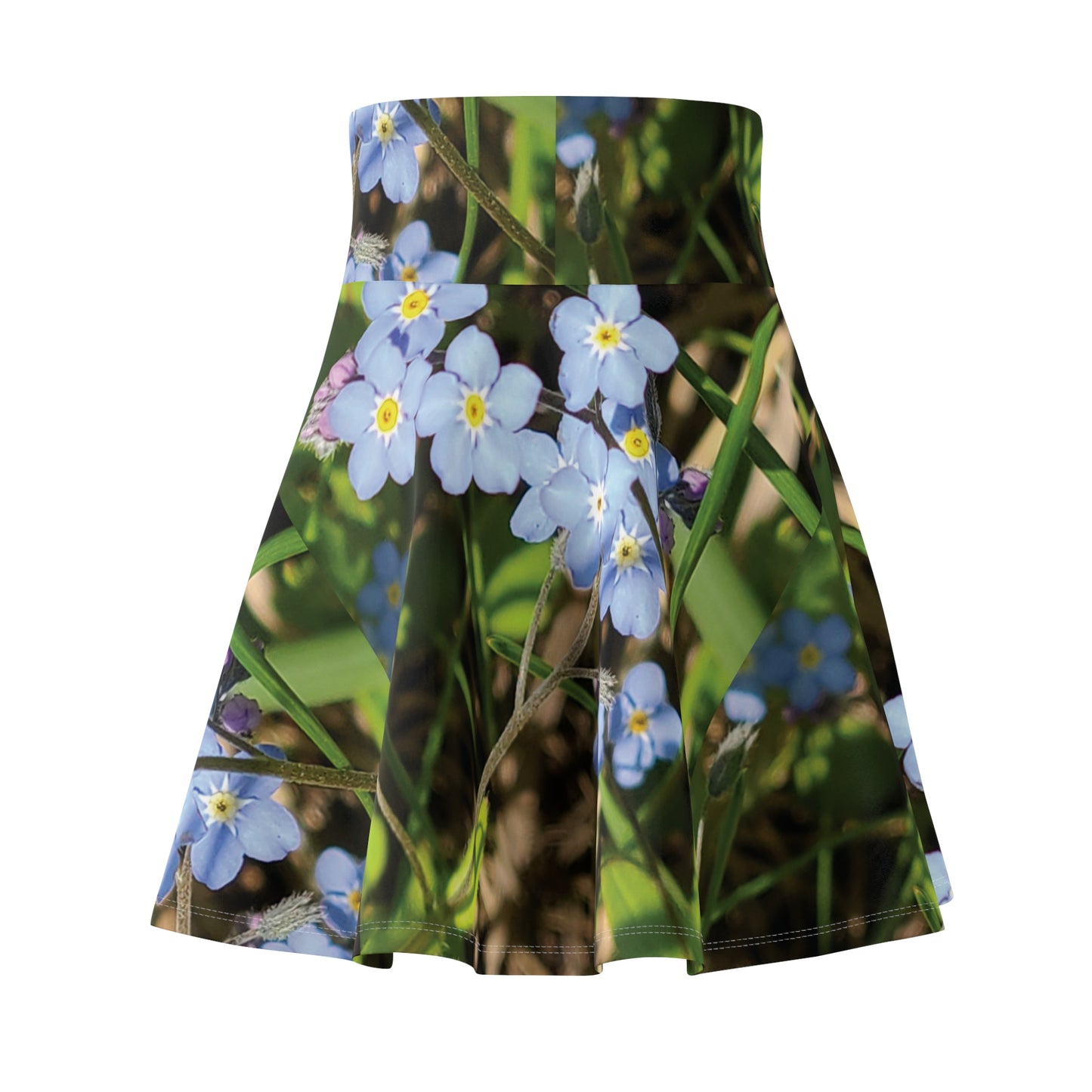 Forget-Me-Not Floral Skater Skirt — Blue Wildflower Print