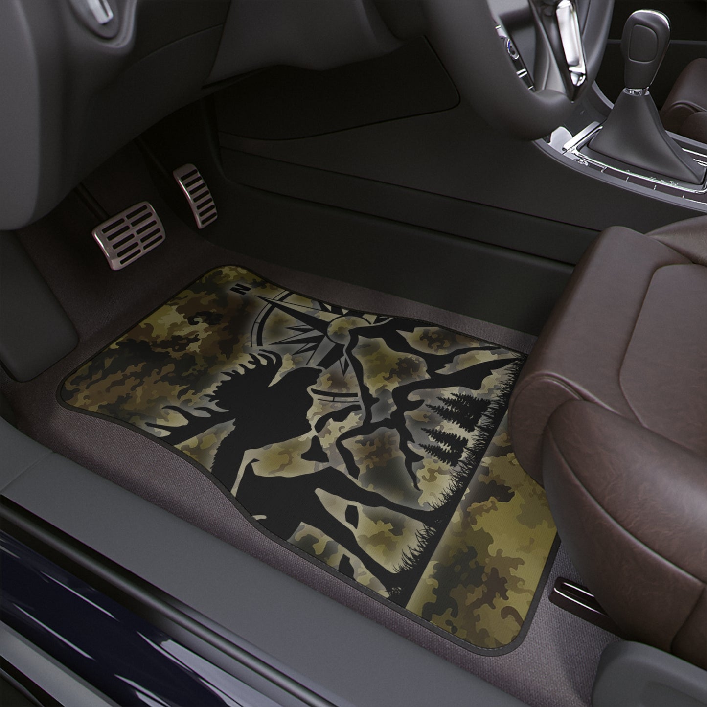 Moose Compass Camo Car Floor Mat — Single Heavy-Duty Floorliner