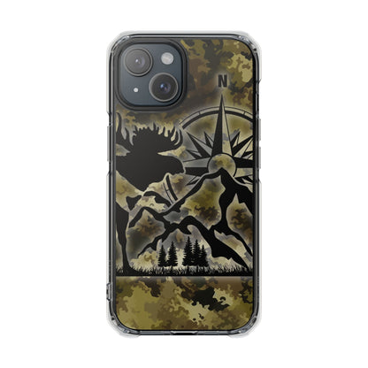 Camo Outdoors Phone Case — Compass & Wildlife Clear Magnetic Impact Case