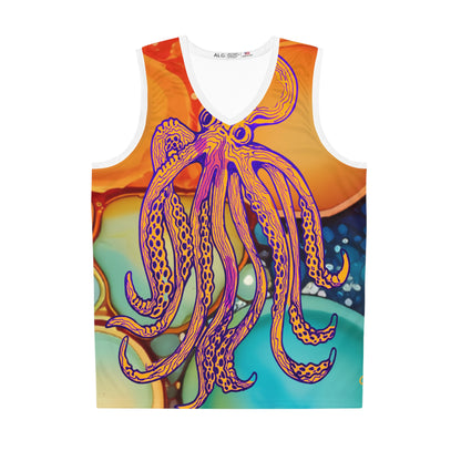 Octopus Art Basketball Jersey — Vibrant AOP Ocean-Inspired Tank