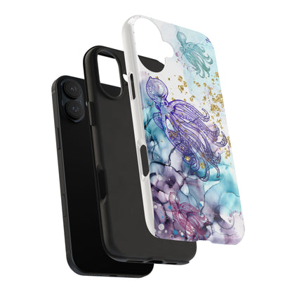 Octopus Art Tough Phone Case — Purple Nautical Sea Creature Design