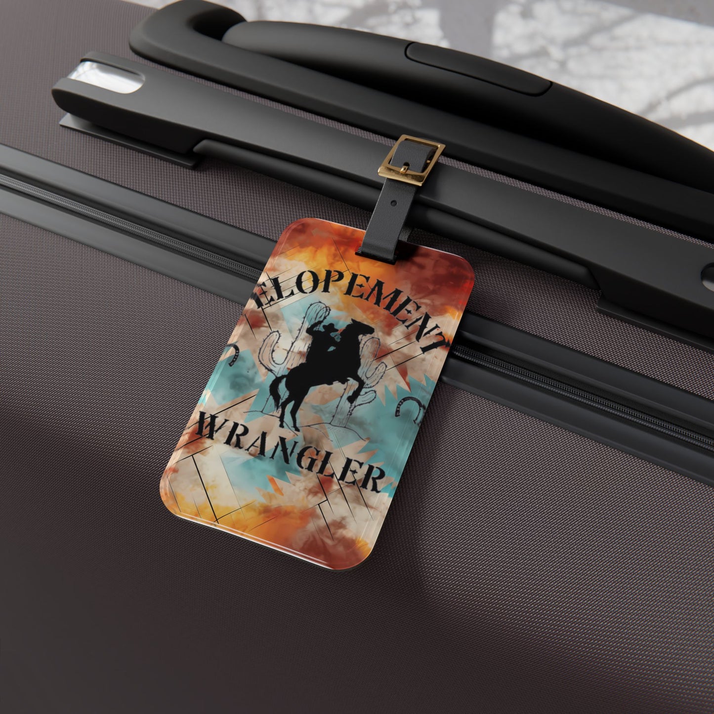 Elopement Wrangler Luggage Tag — Rustic Rodeo Cowboy Travel ID
