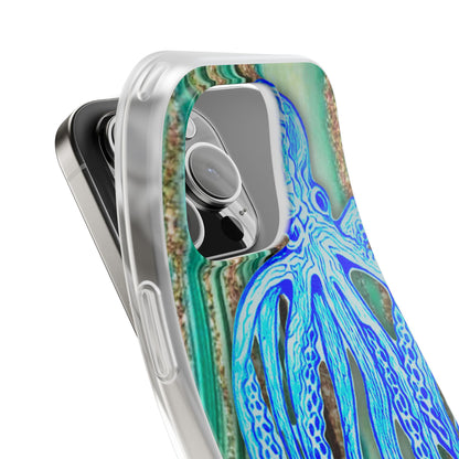 Octopus Seafoam Phone Case — Artistic Blue Octopus Flexible Protective Cover