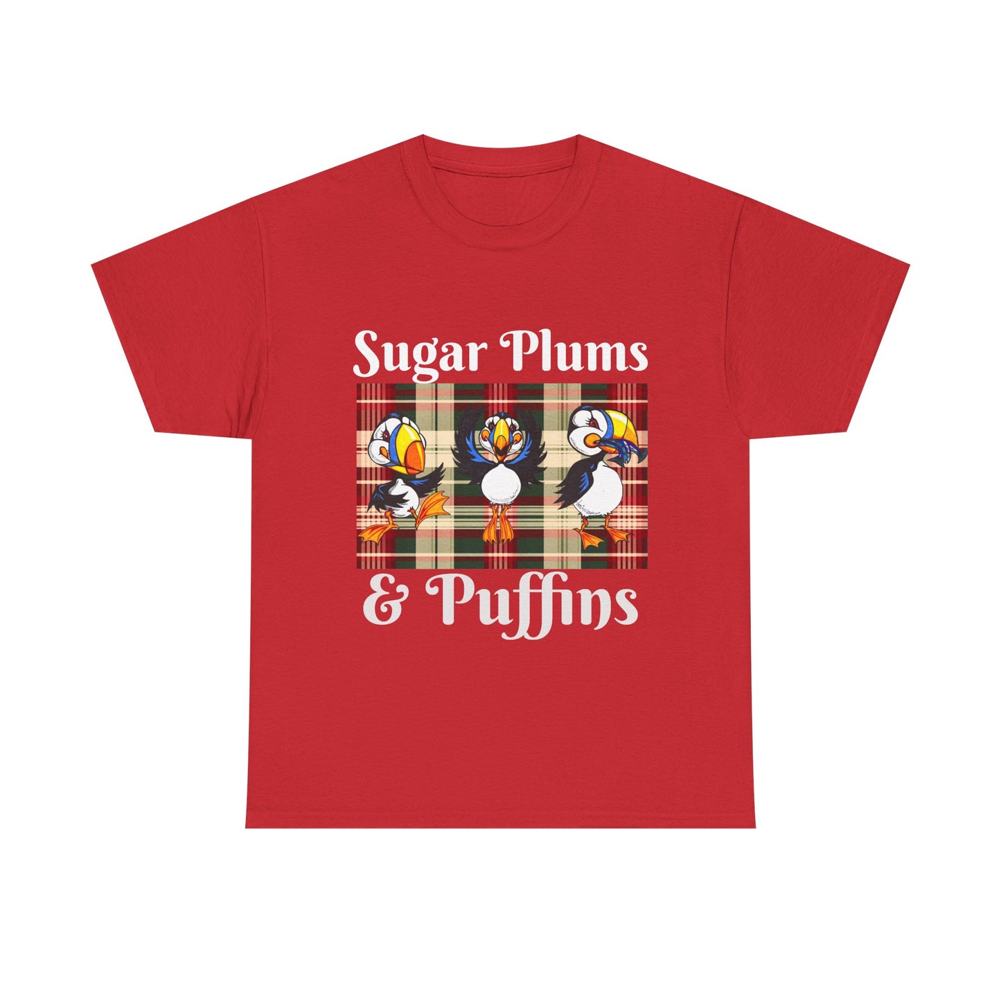 Puffins Plaid T‑Shirt — Cute Puffin Graphic Tee