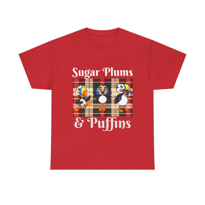Puffins Plaid T‑Shirt — Cute Puffin Graphic Tee