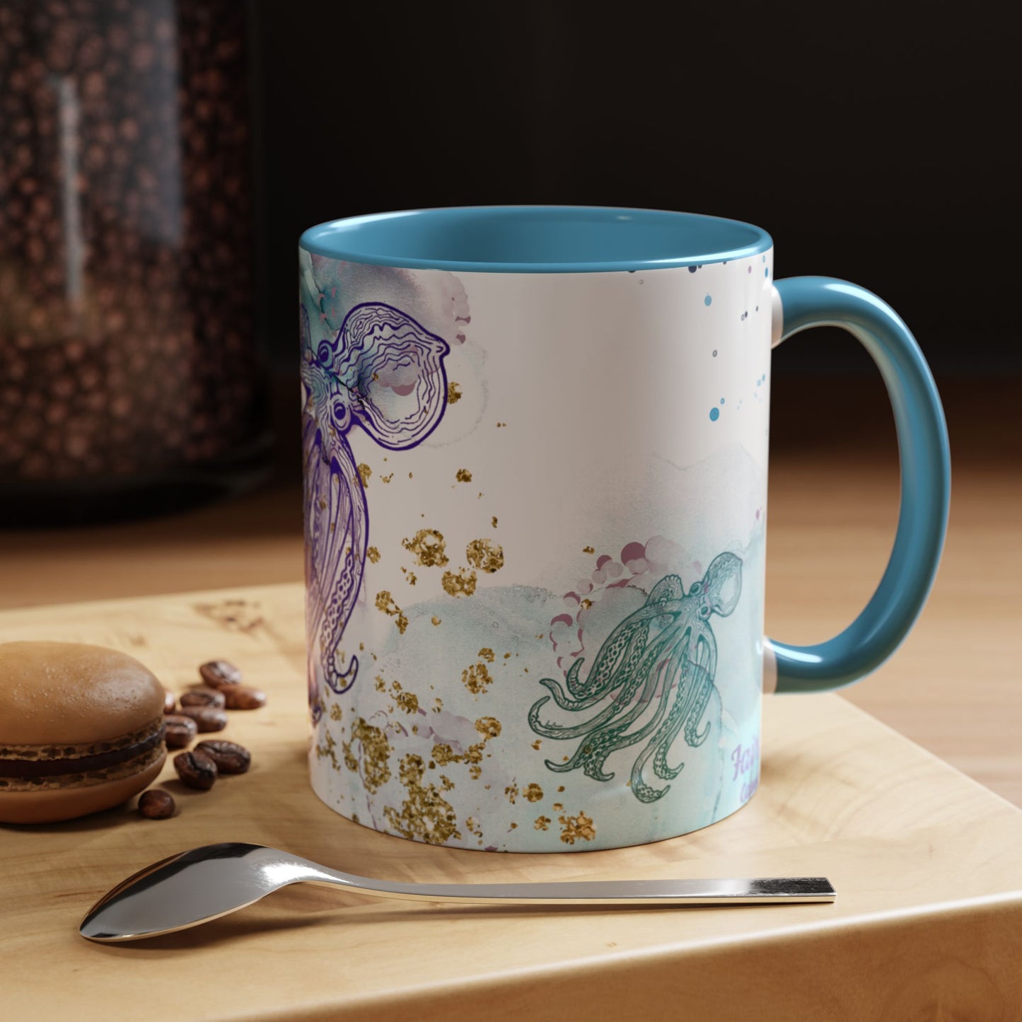 Octopus Watercolor Coffee Mug — Ocean Jellyfish Art Accent Mug (11/15oz)