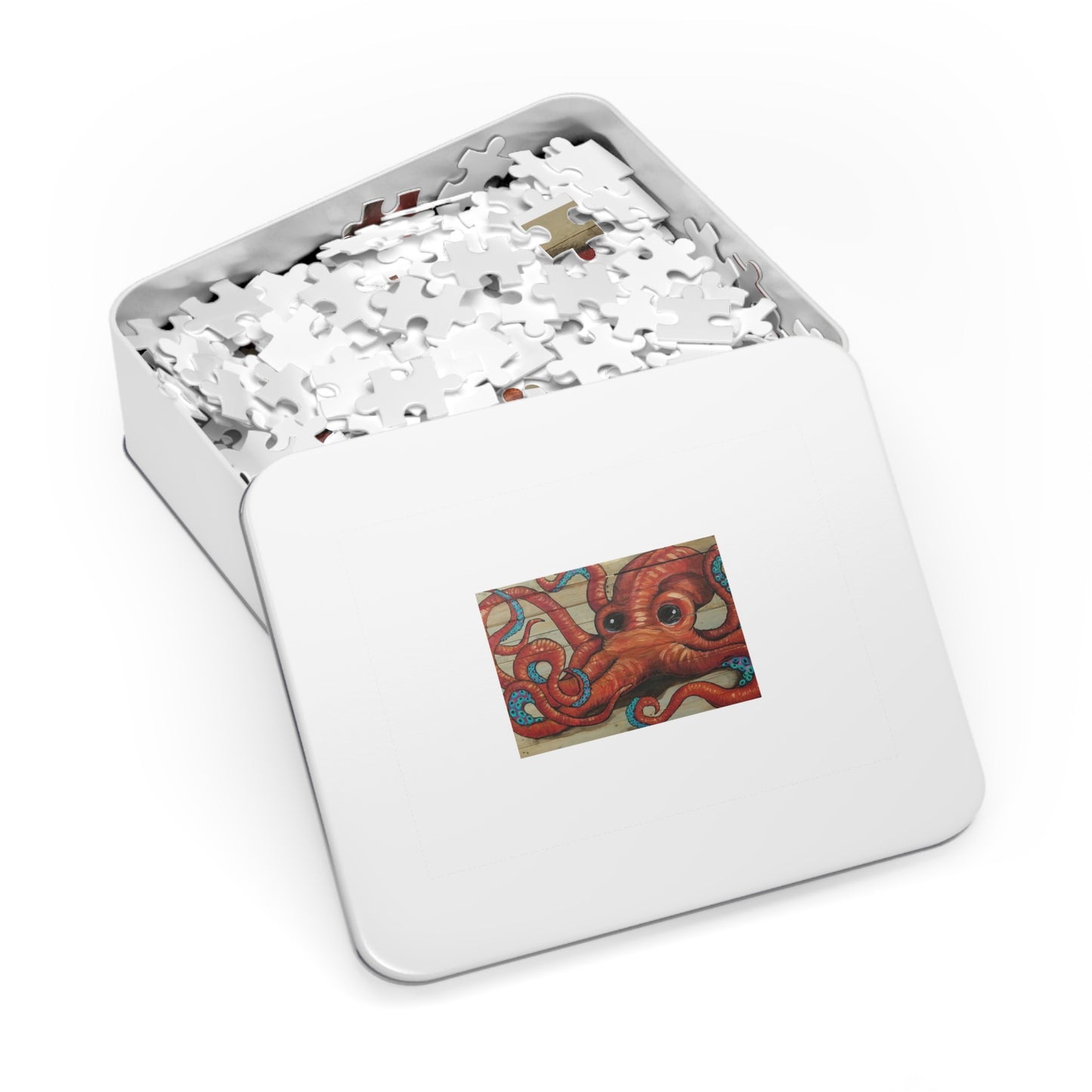 Octopus Art by Betsy McGrew with Casual Canvas Jigsaw Puzzle with Tin — 500-Piece Nautical Puzzle Gift
