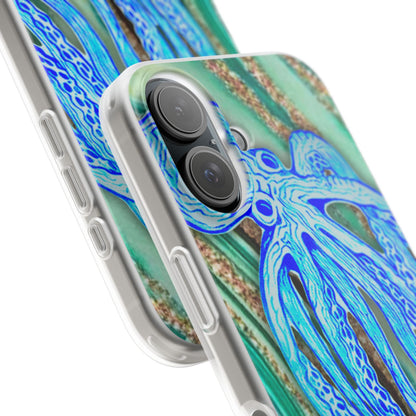 Octopus Seafoam Phone Case — Artistic Blue Octopus Flexible Protective Cover