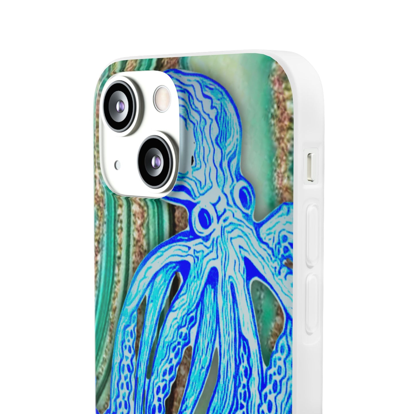 Octopus Seafoam Phone Case — Artistic Blue Octopus Flexible Protective Cover