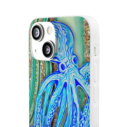 Octopus Seafoam Phone Case — Artistic Blue Octopus Flexible Protective Cover