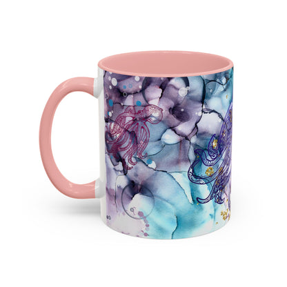 Octopus Watercolor Coffee Mug — Ocean Jellyfish Art Accent Mug (11/15oz)
