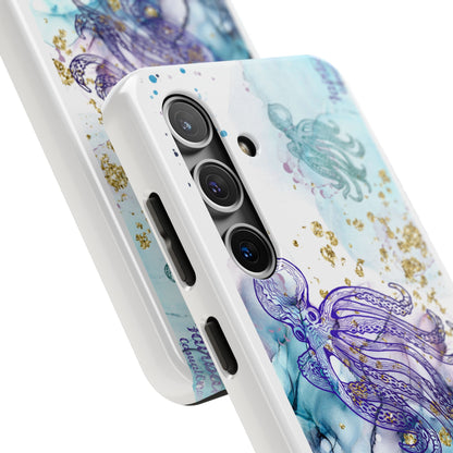 Octopus Art Tough Phone Case — Purple Nautical Sea Creature Design