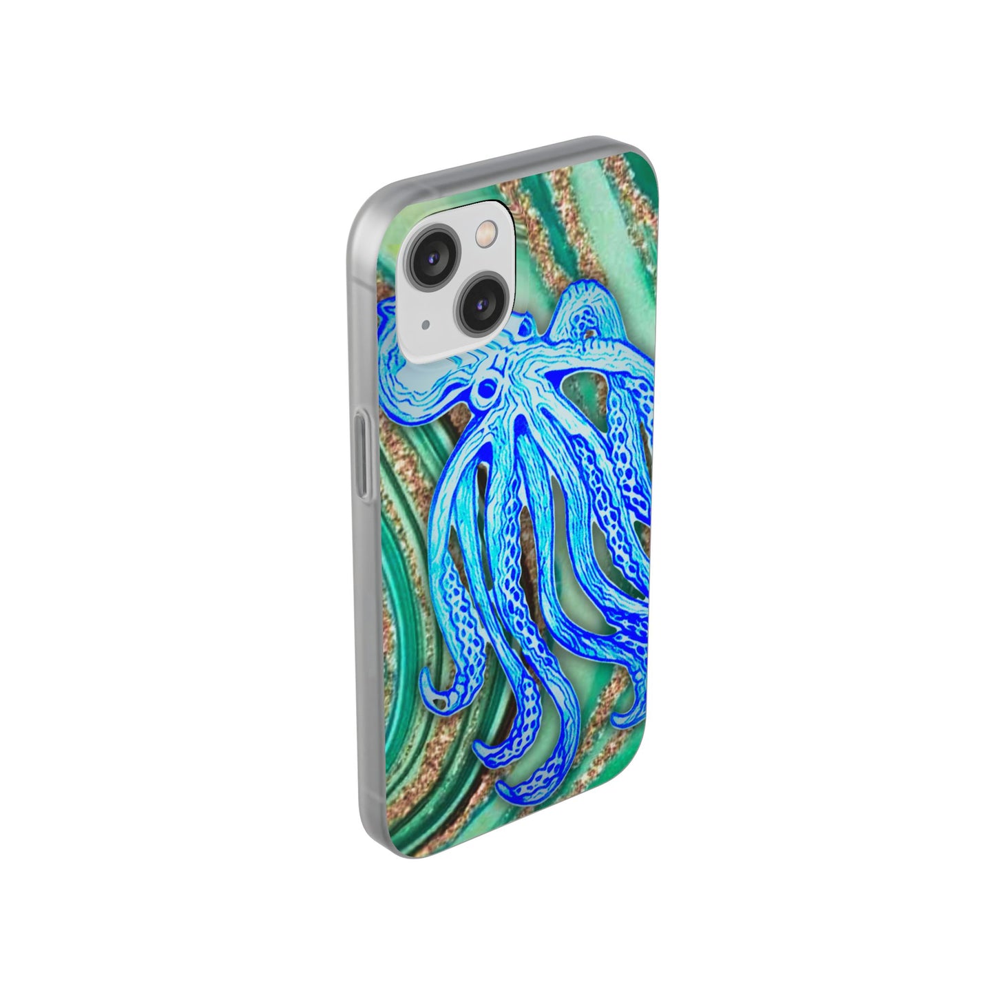 Octopus Seafoam Phone Case — Artistic Blue Octopus Flexible Protective Cover