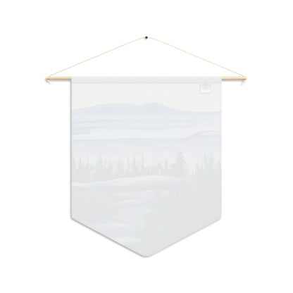 Mountain Mist Pennant Wall Banner — Serene Forest Landscape Hanging Decor