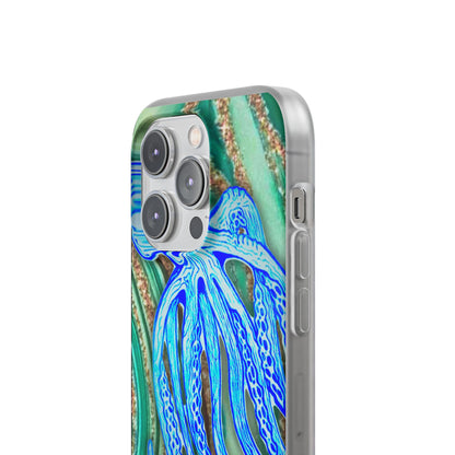 Octopus Seafoam Phone Case — Artistic Blue Octopus Flexible Protective Cover