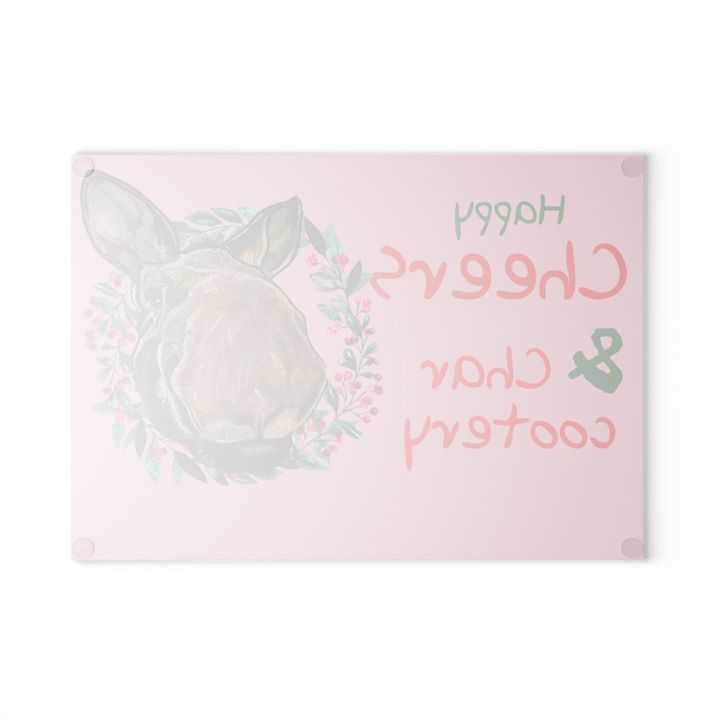 Glass Cutting Board — "Happy Cheers & Charcootery" Moose Design (Funny Kitchen Cutting Board Gift)