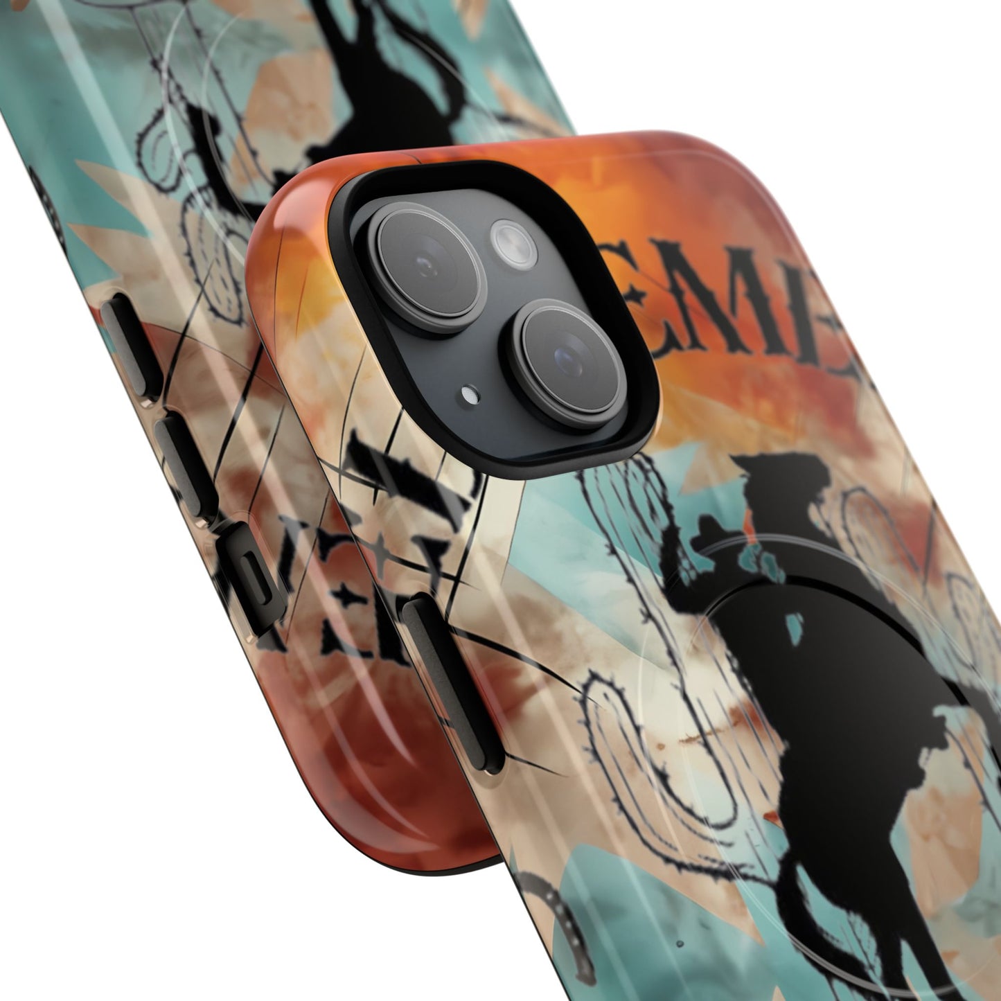 Elopement  Wrangler Tough Magnetic Phone Case — Rodeo Cowboy Silhouette Design