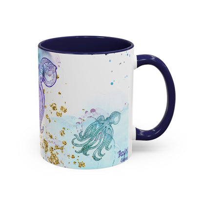 Octopus Watercolor Coffee Mug — Ocean Jellyfish Art Accent Mug (11/15oz)