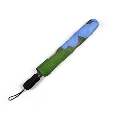 Foldable Umbrella — Blue Forget-Me-Not Floral Print, Semi-Automatic Compact Travel Umbrella
