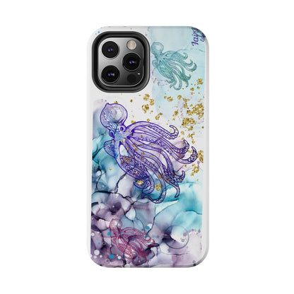 Octopus Art Tough Phone Case — Purple Nautical Sea Creature Design