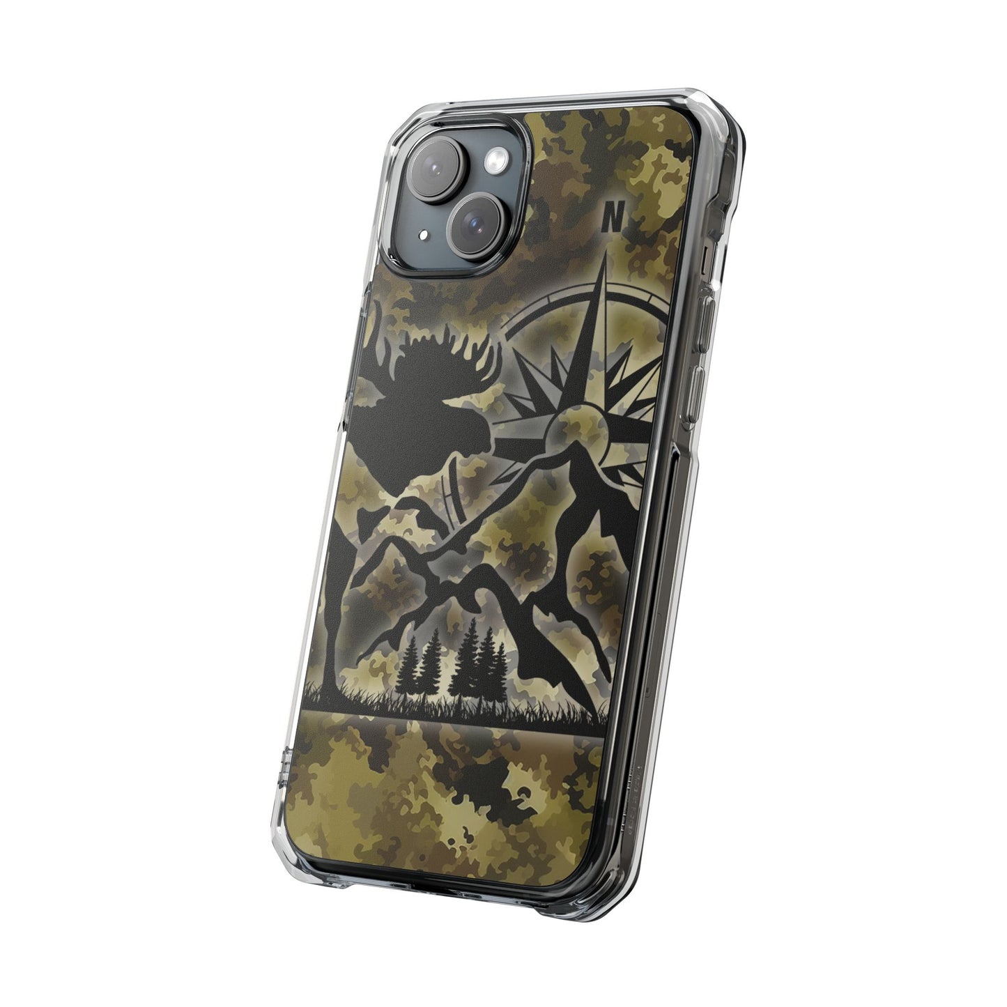 Camo Outdoors Phone Case — Compass & Wildlife Clear Magnetic Impact Case