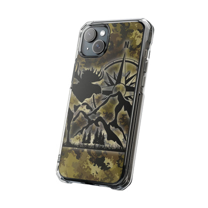 Camo Outdoors Phone Case — Compass & Wildlife Clear Magnetic Impact Case