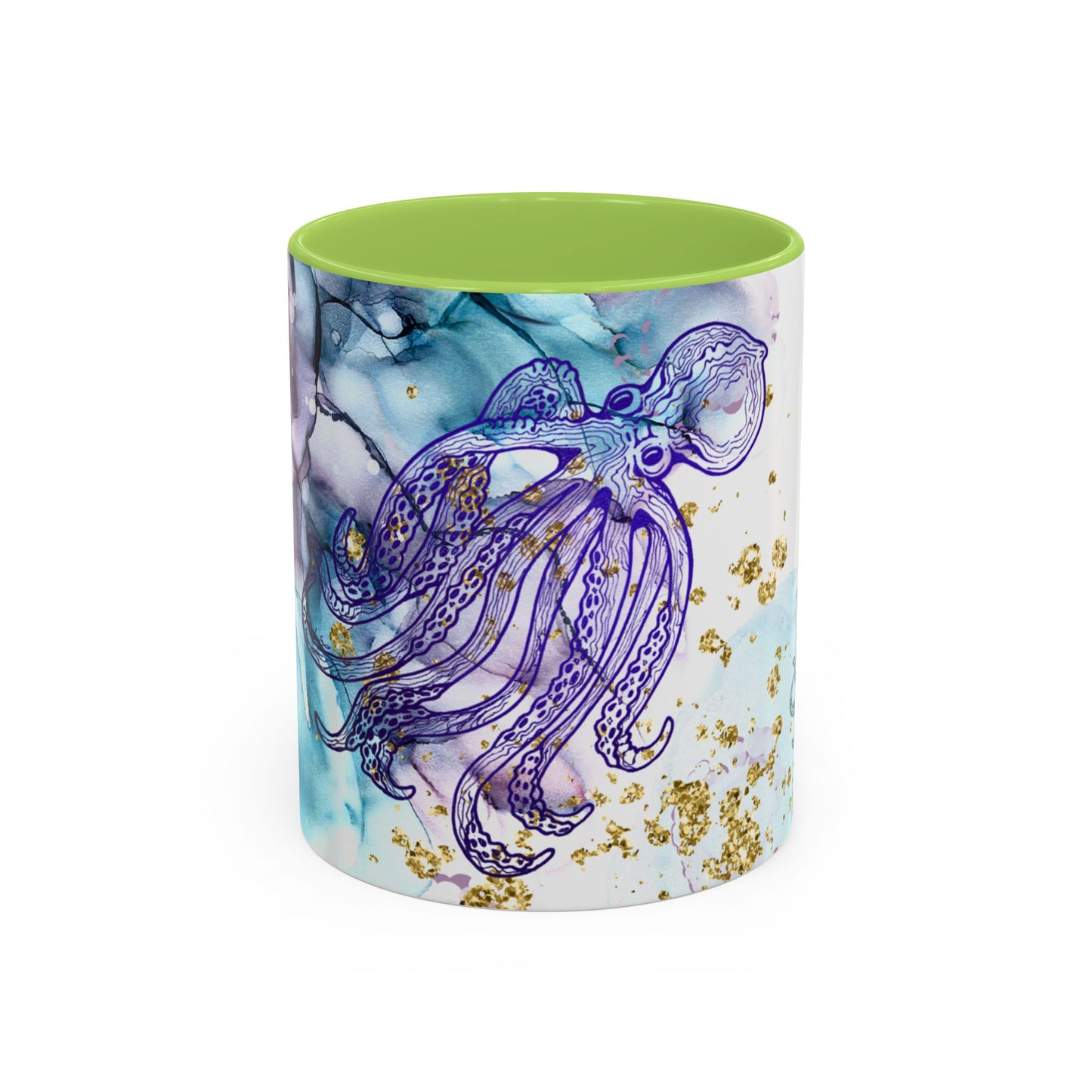 Octopus Watercolor Coffee Mug — Ocean Jellyfish Art Accent Mug (11/15oz)
