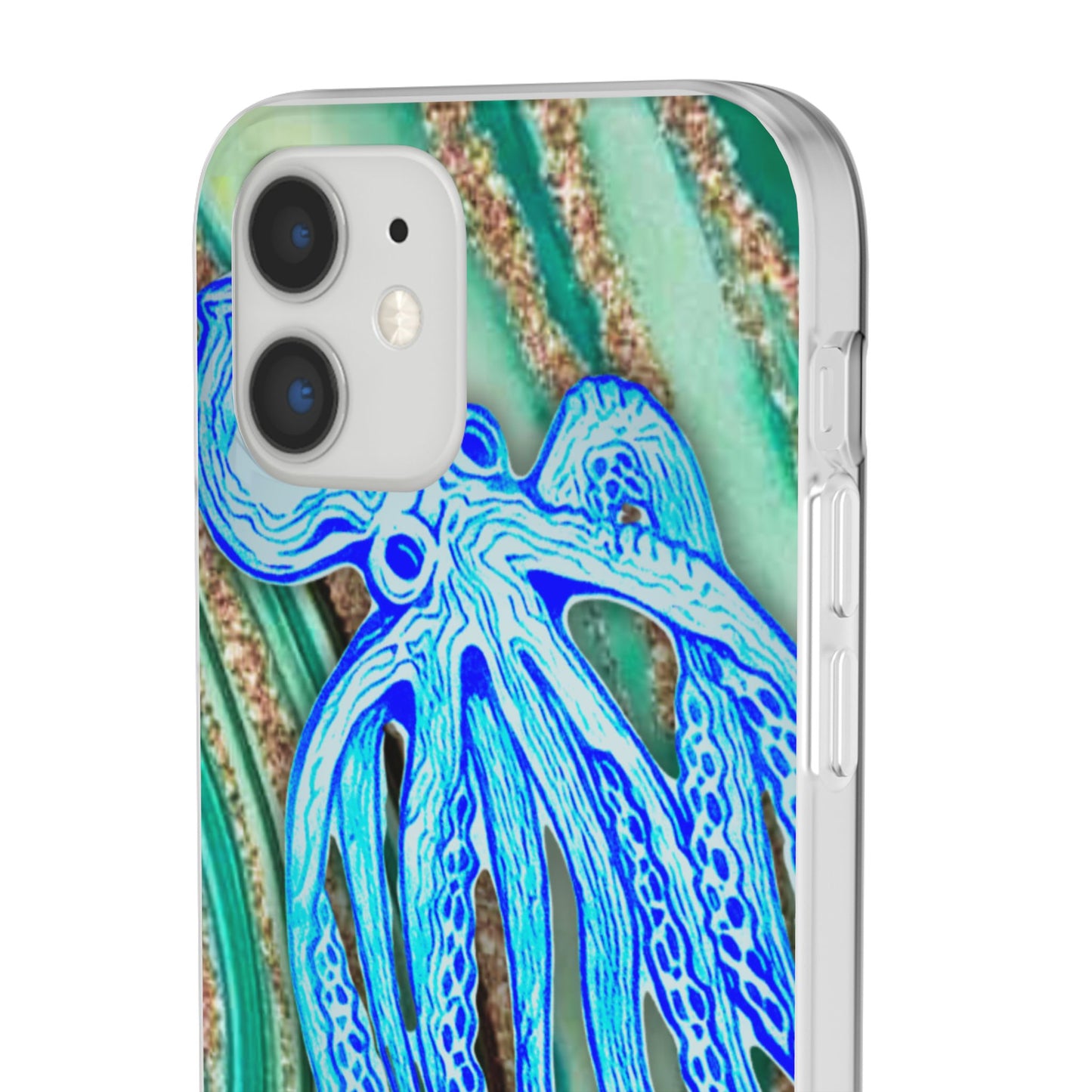 Octopus Seafoam Phone Case — Artistic Blue Octopus Flexible Protective Cover