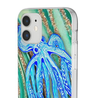 Octopus Seafoam Phone Case — Artistic Blue Octopus Flexible Protective Cover
