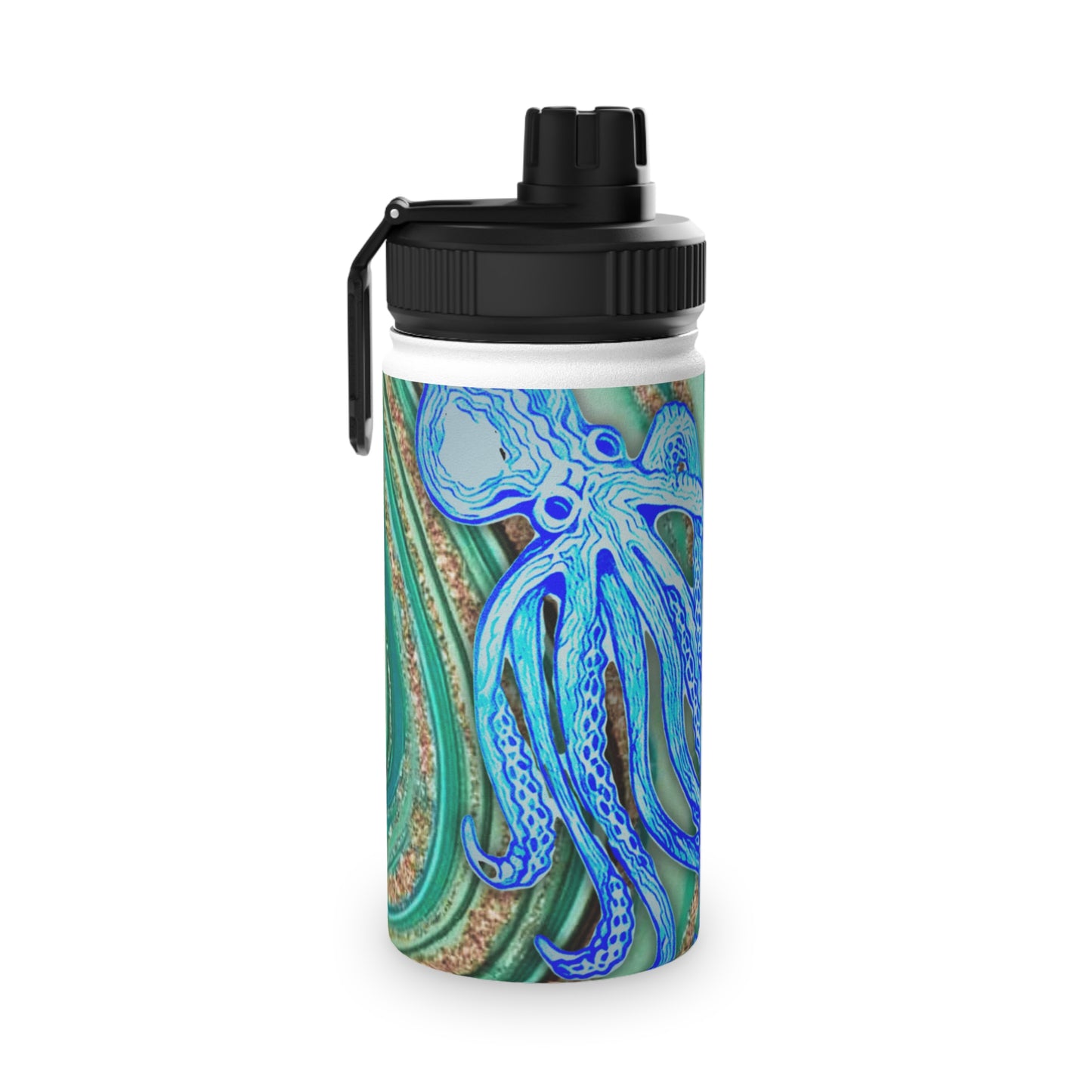 Blue Octopus Stainless Steel Water Bottle — Teal Ocean Art Sports Bottle