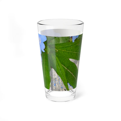 Mixing Glass - Blue Forget-Me-Not Floral Pint Glass (16oz)