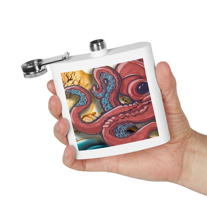 6oz Stainless Steel Flask — Ocean Octopus Art Design
