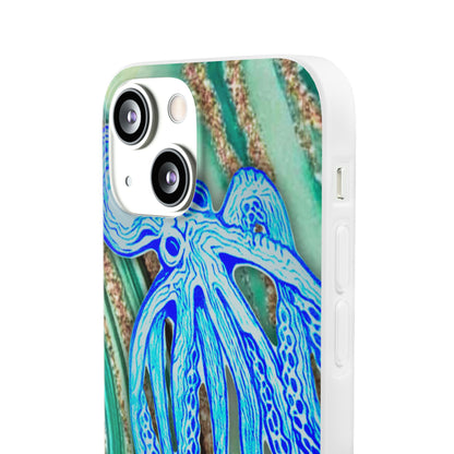 Octopus Seafoam Phone Case — Artistic Blue Octopus Flexible Protective Cover