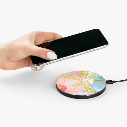 Dragonfly Floral Wireless Charger — Pastel Boho Phone Charging Pad