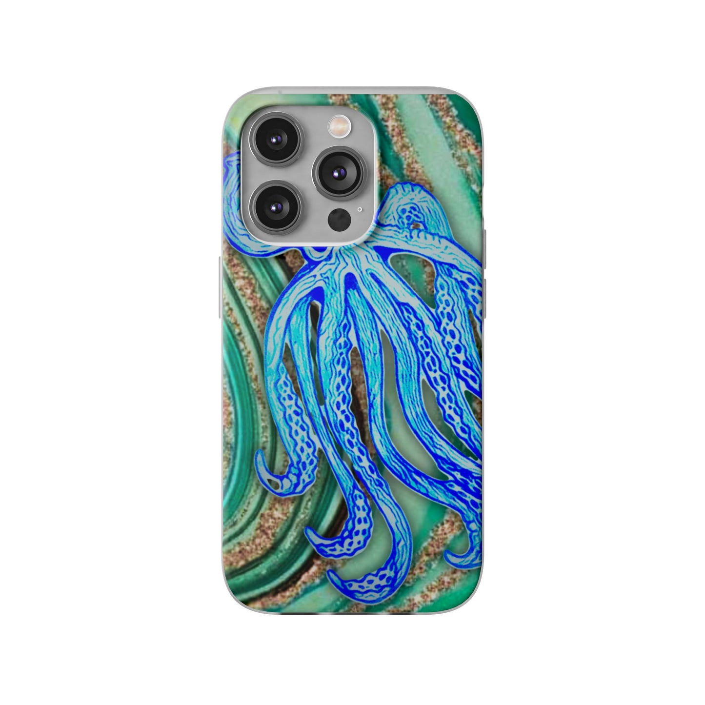 Octopus Seafoam Phone Case — Artistic Blue Octopus Flexible Protective Cover
