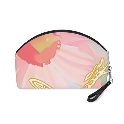 Floral Pastel Makeup Bag — Gold Butterfly Cosmetic Pouch
