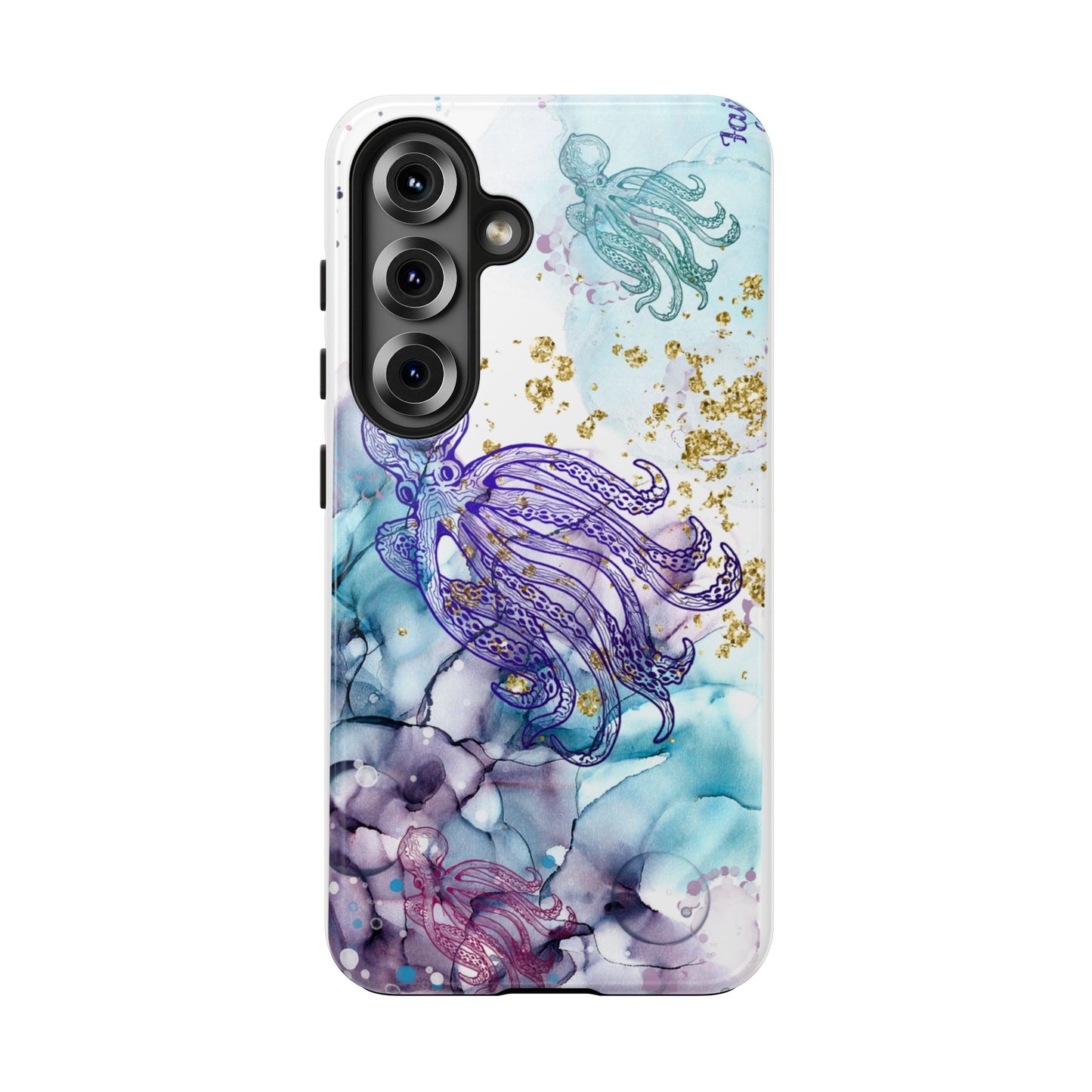 Octopus Art Tough Phone Case — Purple Nautical Sea Creature Design
