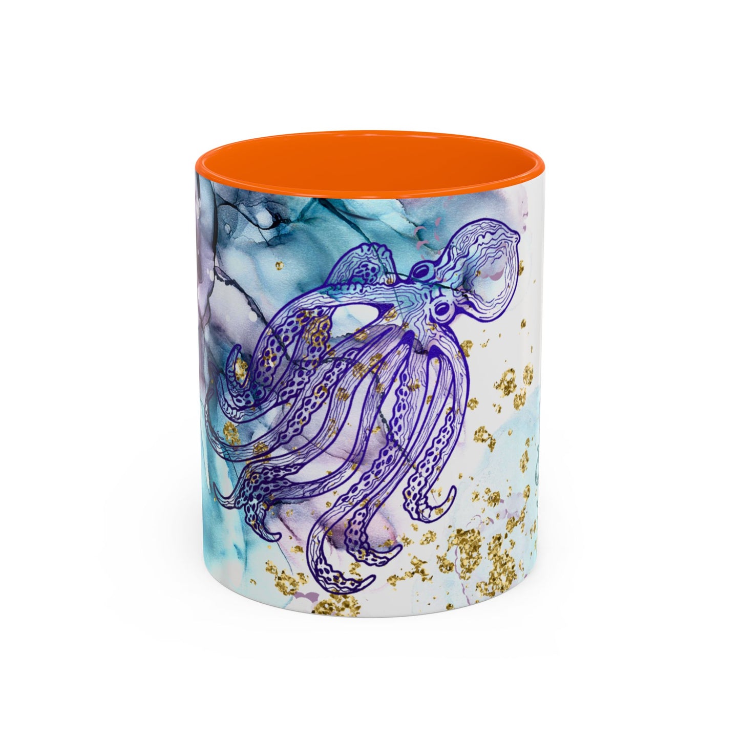 Octopus Watercolor Coffee Mug — Ocean Jellyfish Art Accent Mug (11/15oz)