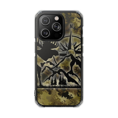 Camo Outdoors Phone Case — Compass & Wildlife Clear Magnetic Impact Case