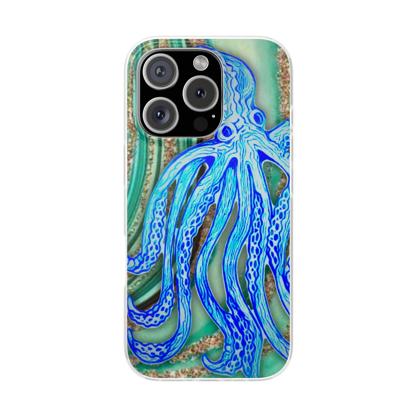 Octopus Seafoam Phone Case — Artistic Blue Octopus Flexible Protective Cover